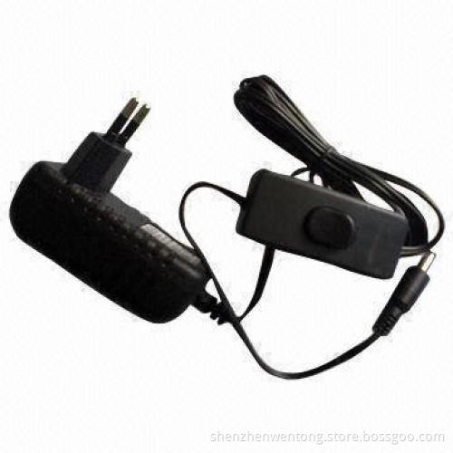 12W AC/DC Adapter with EU Plug and Switch on the DC Cord